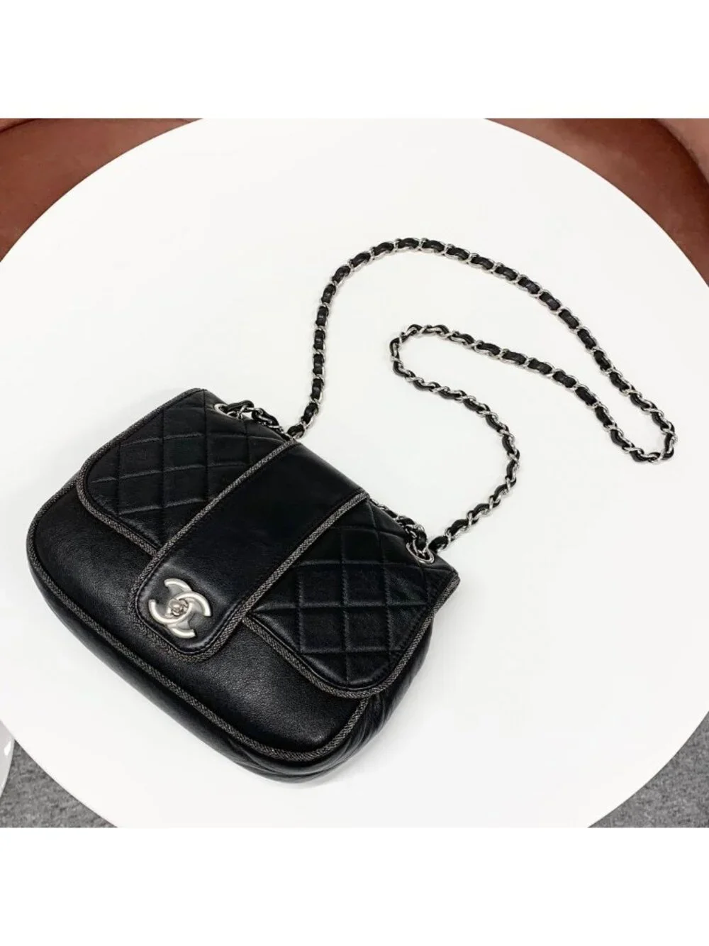Chanel Quilted Lambskin Turnlock Shoulder Bag
